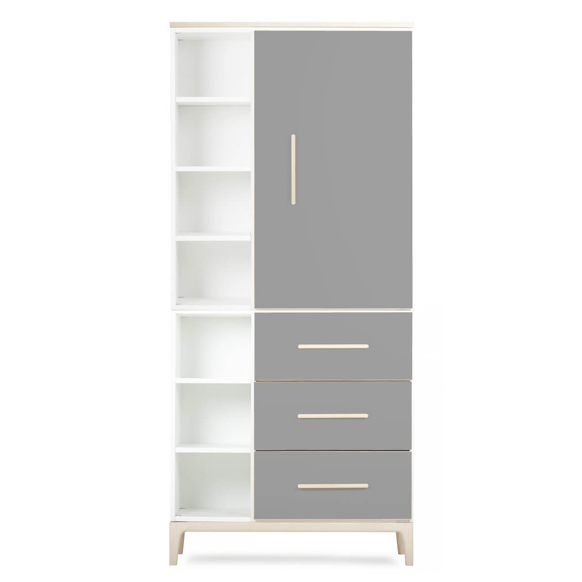 Kleiderschrank 198 cm 1-türig 3 Schubladen NADO Curve Esche slate grey