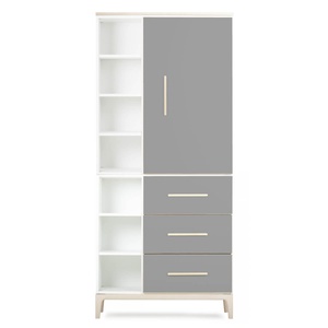 Kleiderschrank 198 cm 1-türig 3 Schubladen NADO Curve Esche slate grey