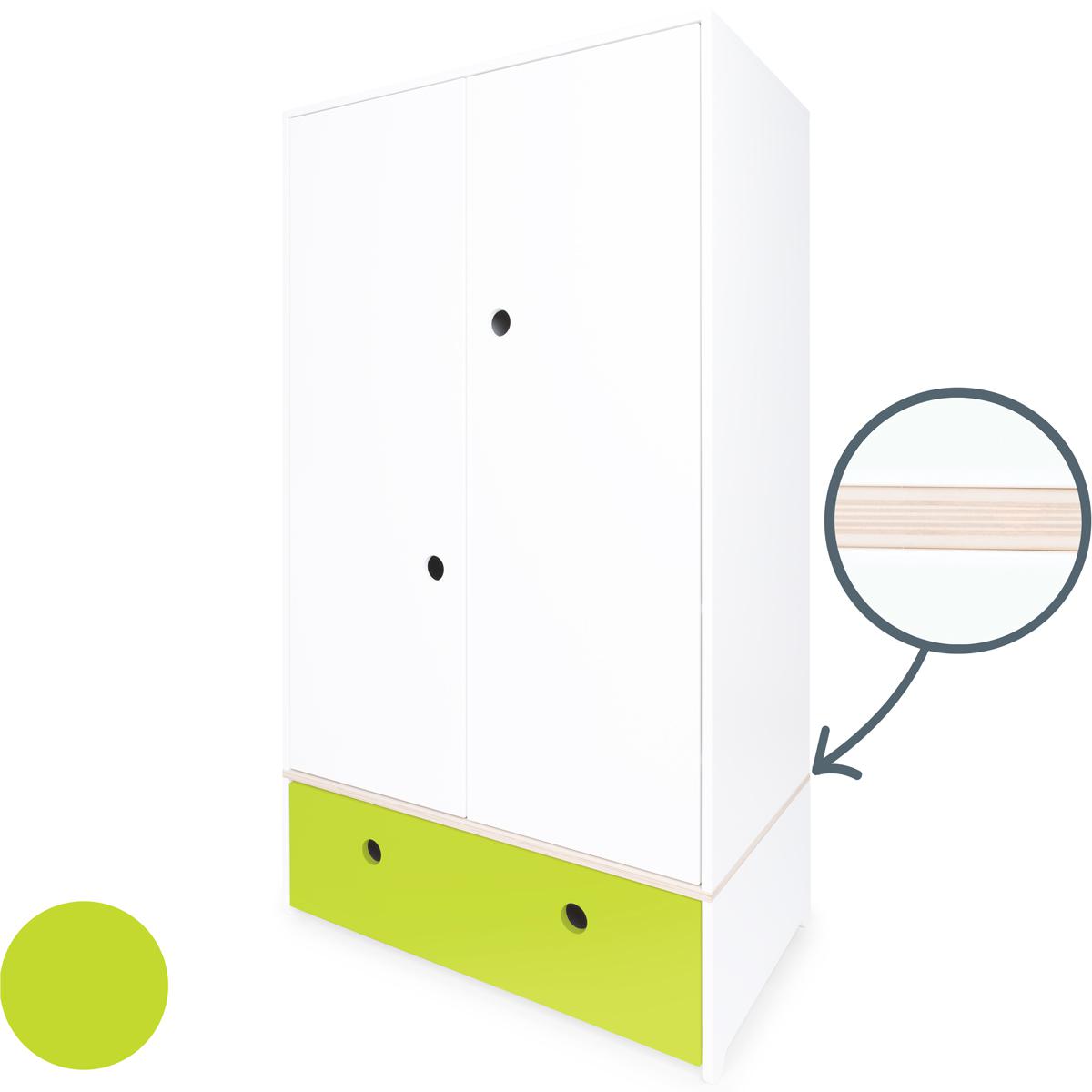 Kleiderschrank 2-türig COLORFLEX Schublade lime