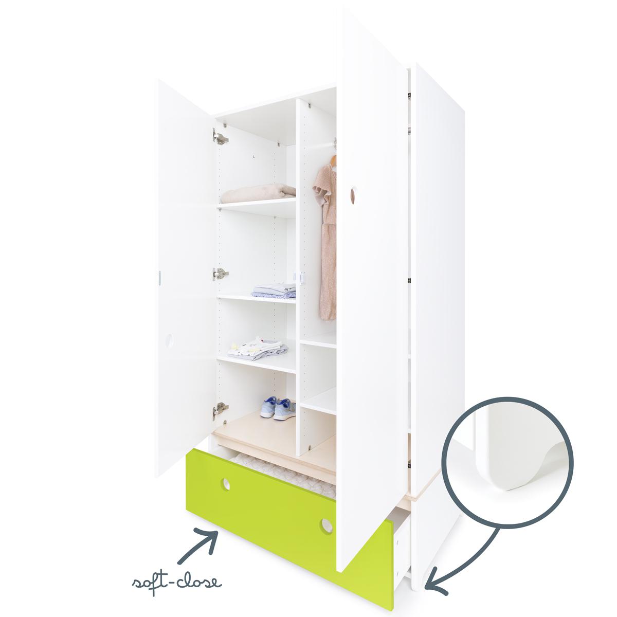 Kleiderschrank 2-türig COLORFLEX Schublade lime