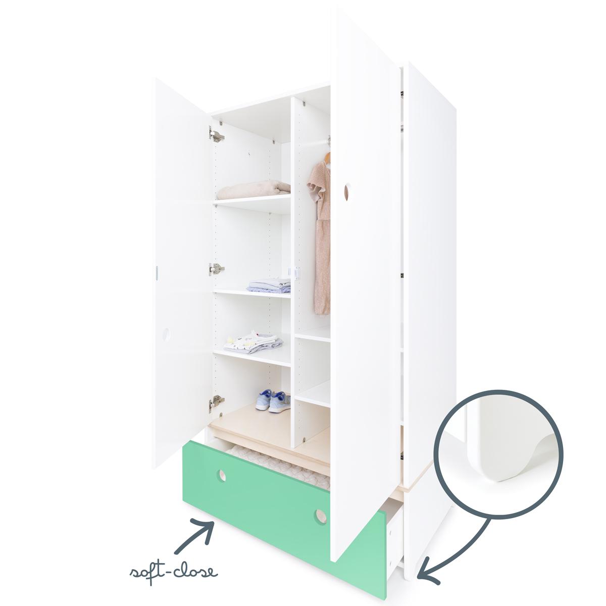 Kleiderschrank 2-türig COLORFLEX Schublade sea foam 