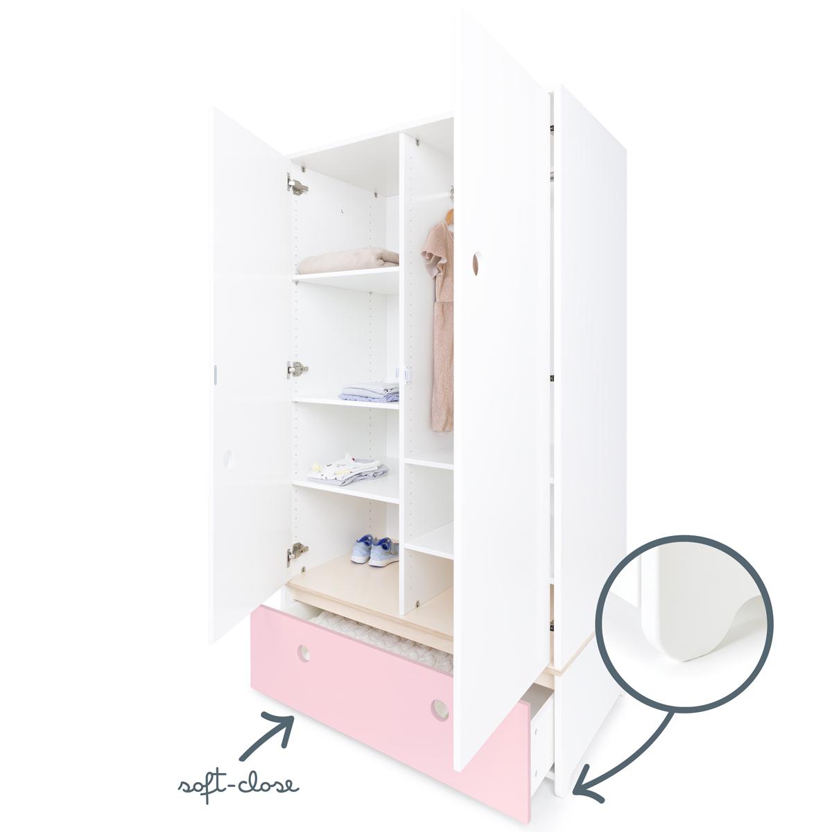 Kleiderschrank 2-türig COLORFLEX Schublade sweet pink 