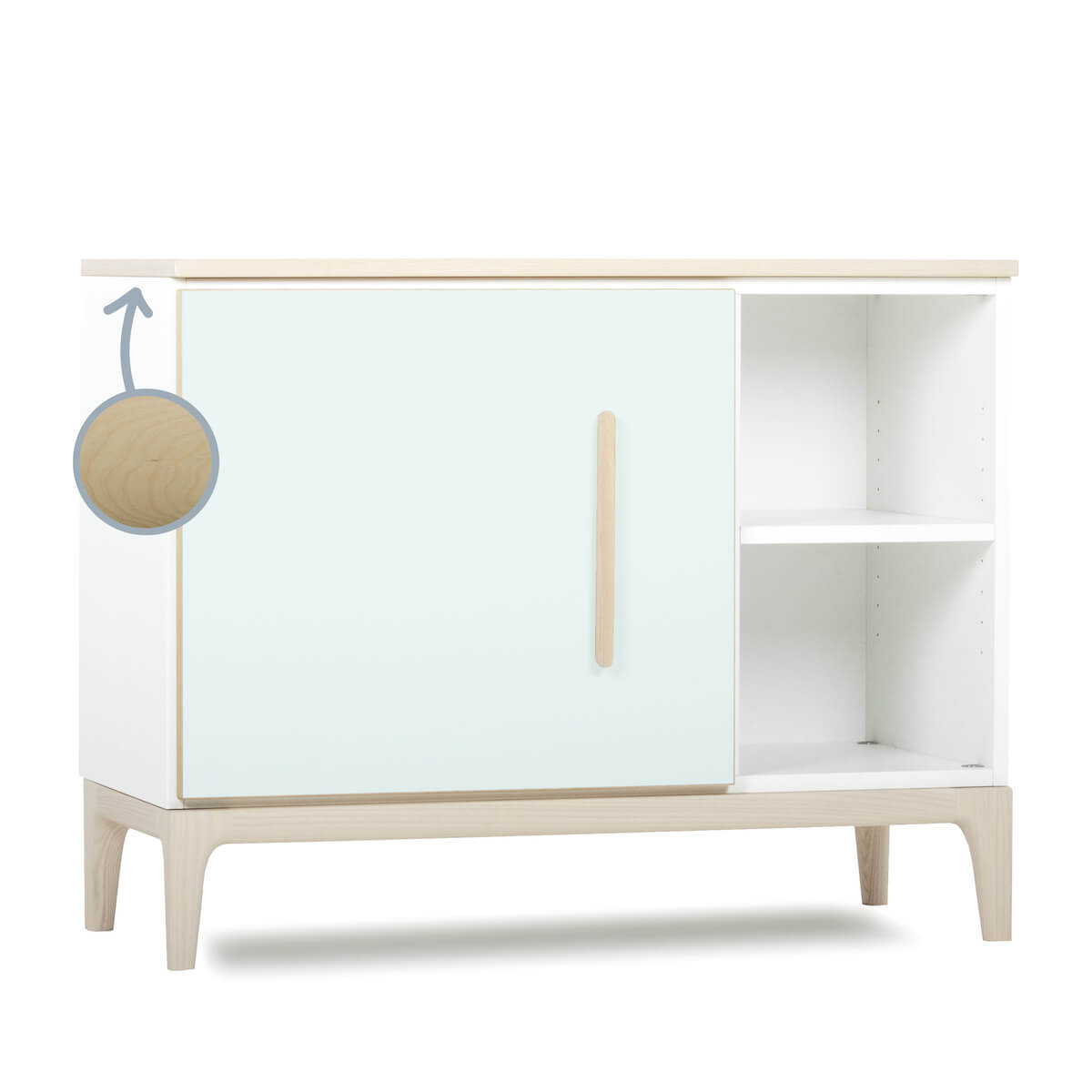 Kleinmöbel 1 Tür 2 Nischen NADO Curve Esche mint