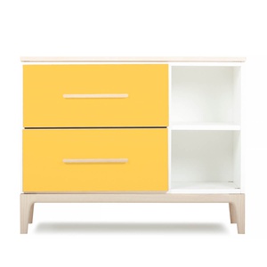 Kleinmöbel 2 Schubladen 2 Nischen NADO Curve Esche sunshine yellow