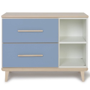 Kleinmöbel 2 Schubladen 2 Nischen NADO Retro Esche capri blue