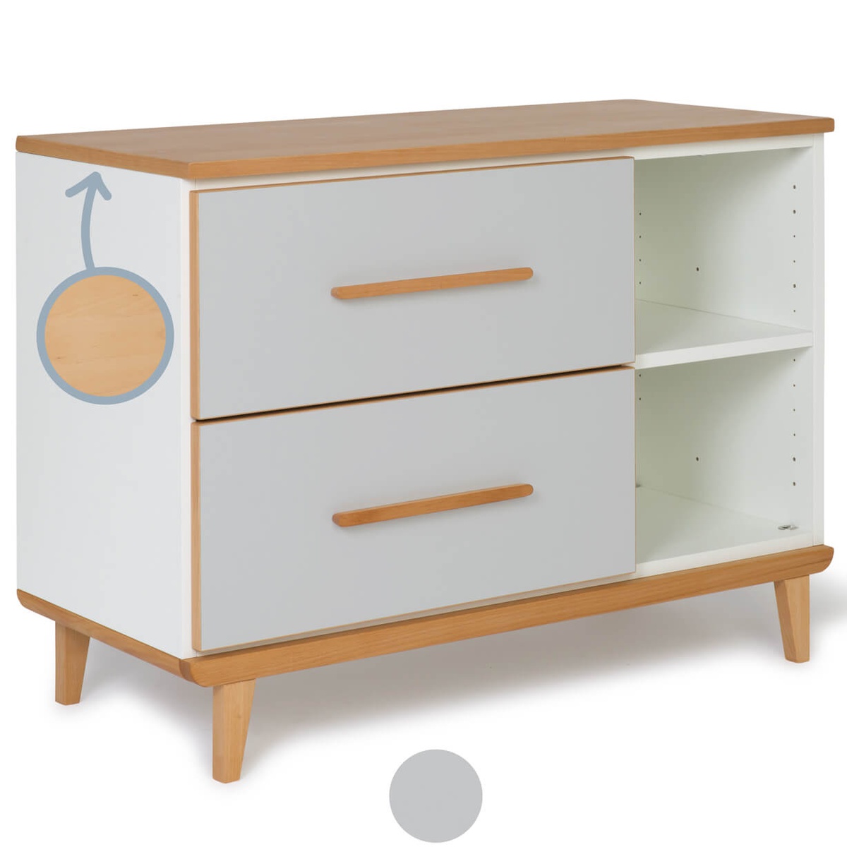 Kleinmöbel 2 Türen 2 Nischen NADO Retro Buche manhattan grey