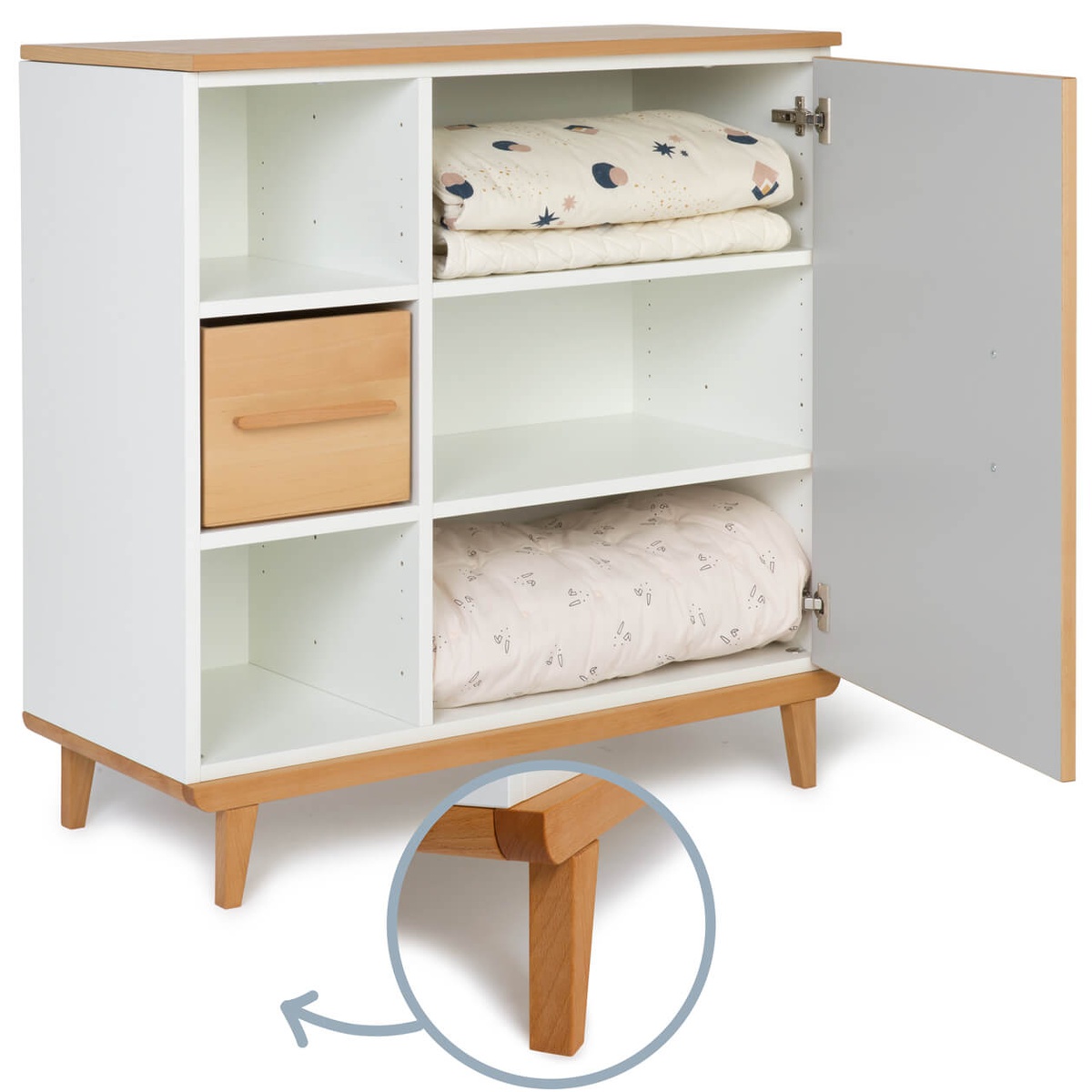 Kommode 1 Tür 3 Nischen NADO Retro Buche manhattan grey