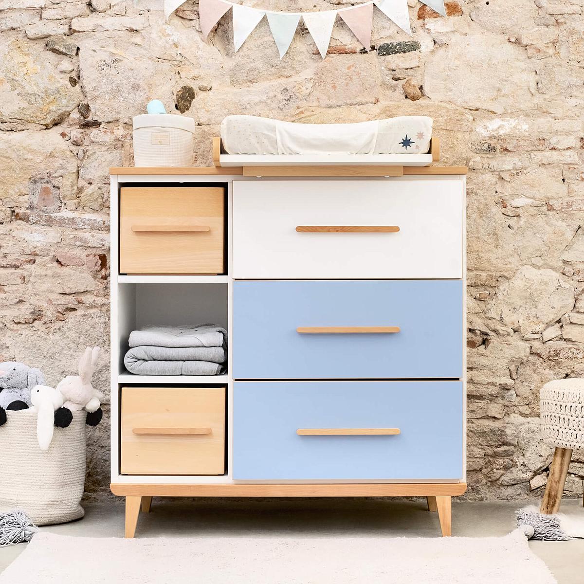 Kommode 3-türig NADO white-capri blue