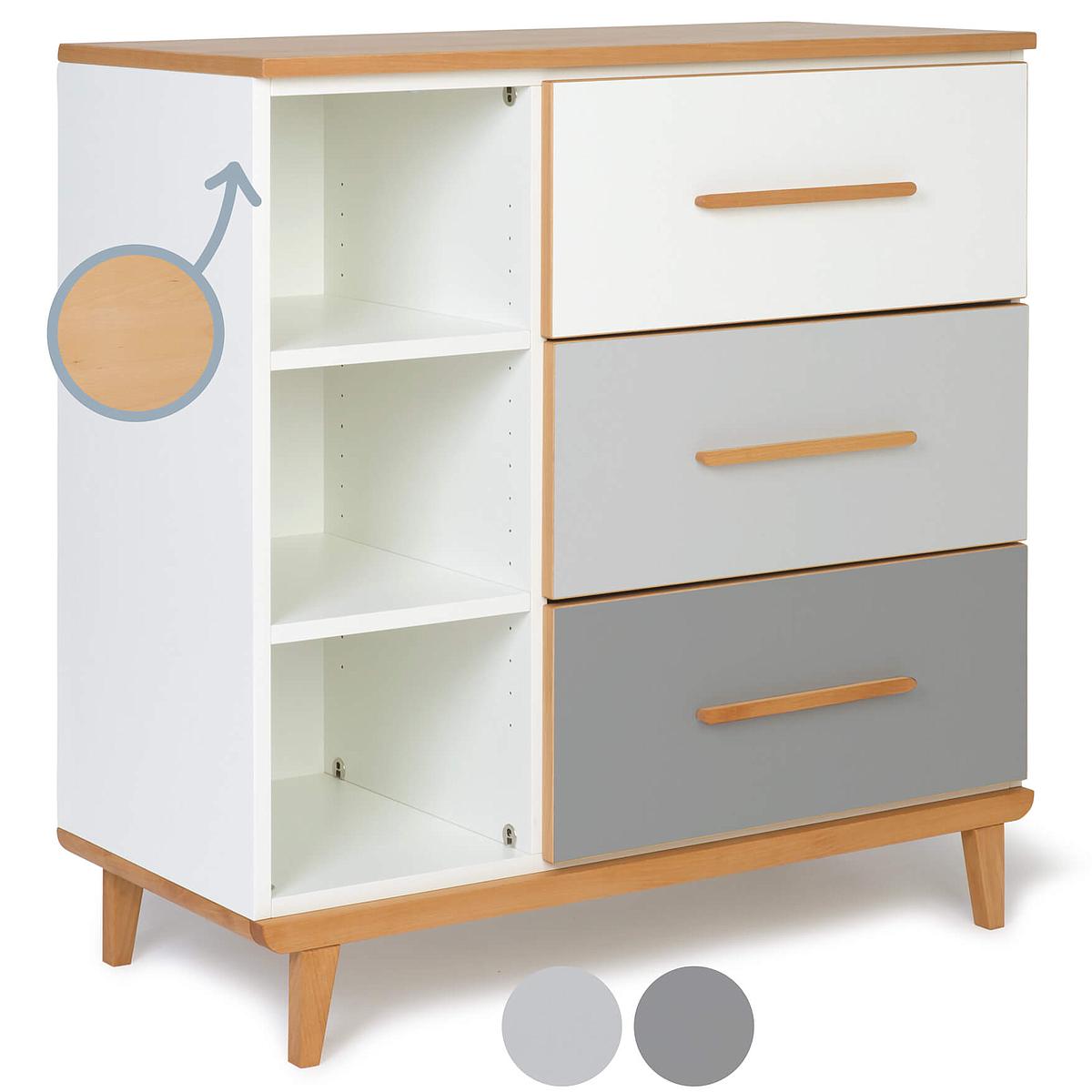 Kommode 3-türig NADO white-manhattan grey-slate grey