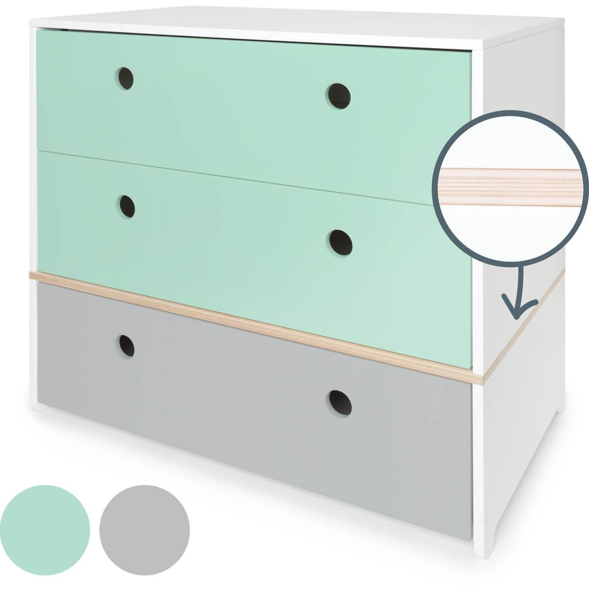 Kommode COLORFLEX Schubladen Farben mint-mint-pearl grey