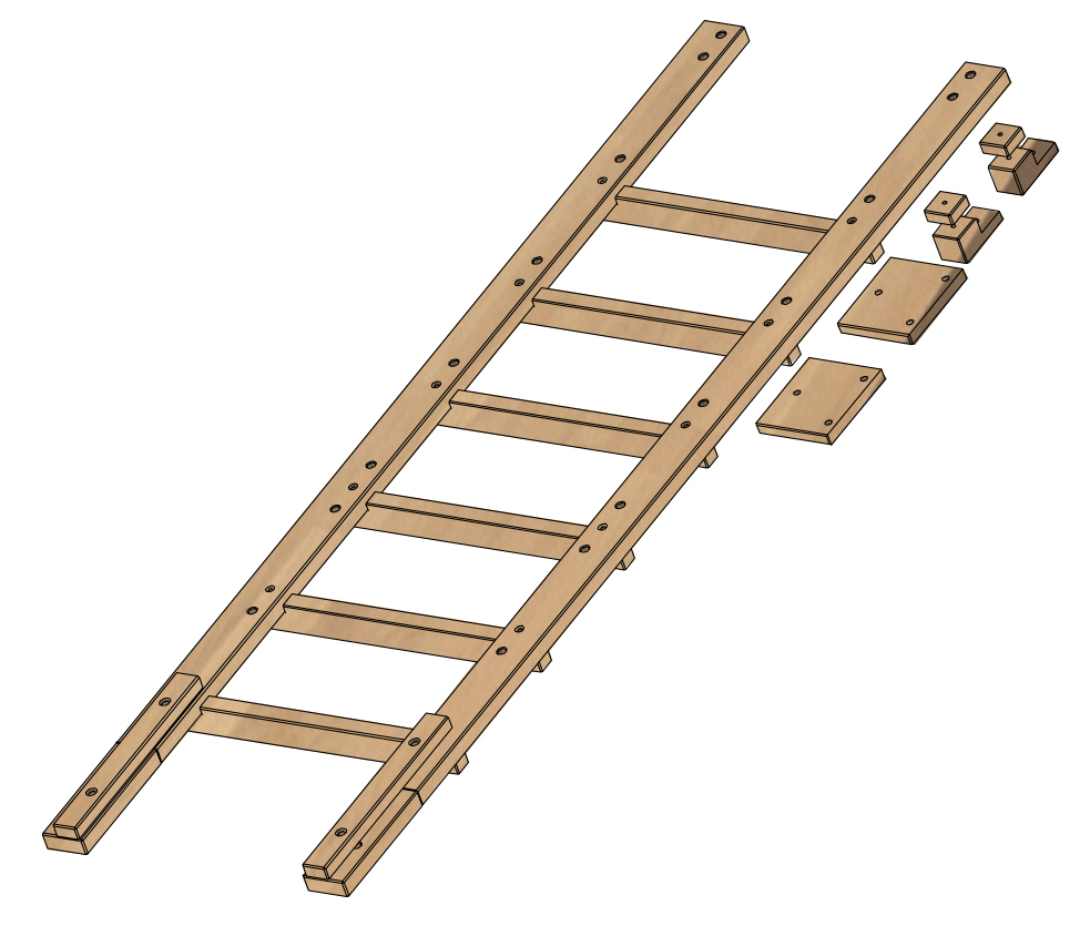Leiter-Set für Längsseite DESTYLE de Breuyn massiv-natur geölt