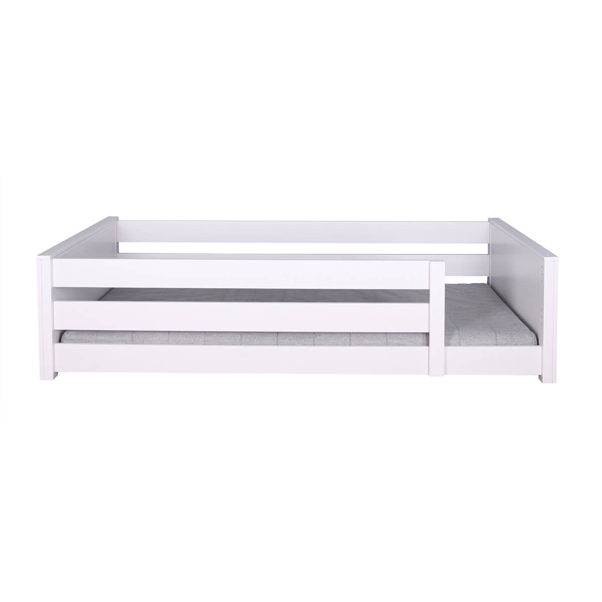 Liege bodentief-Fallschutz hoch 90x200cm KASVA Buche massiv weiß-lackiert