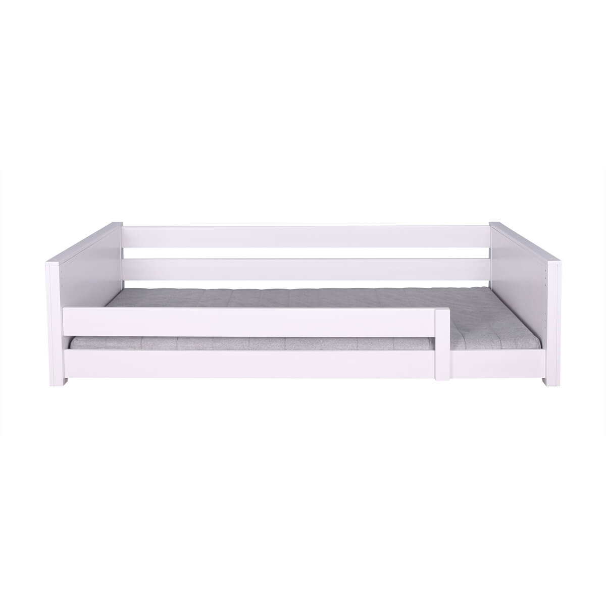 Liege bodentief-Fallschutz niedrig 90x200cm KASVA massiv weiß-lackiert