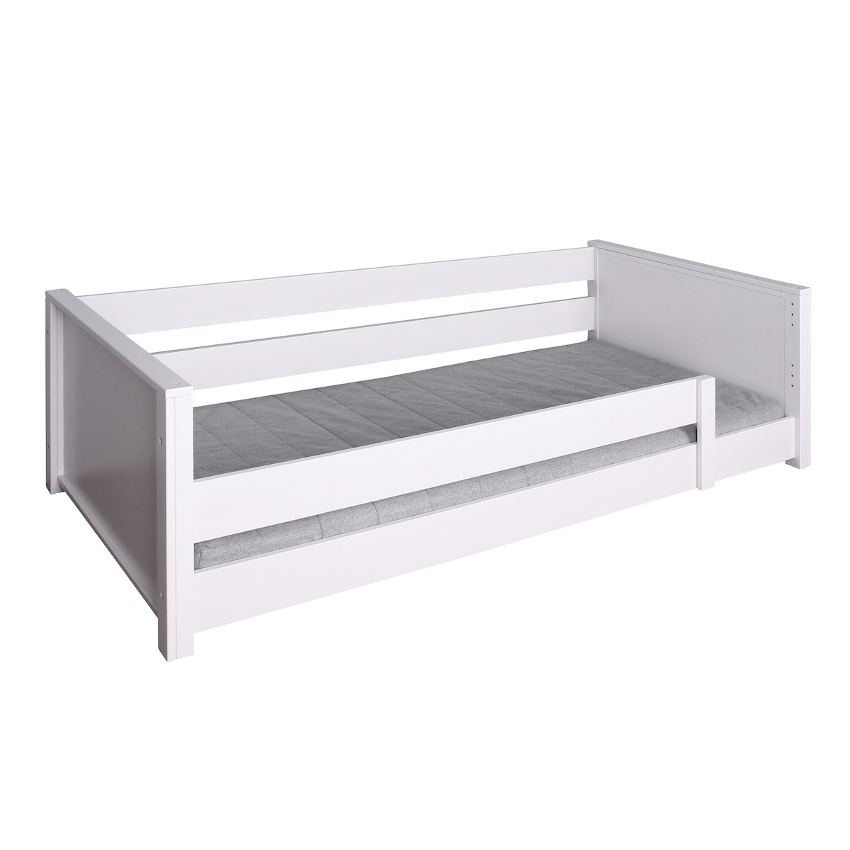 Liege bodentief-Fallschutz niedrig 90x200cm KASVA massiv weiß-lackiert