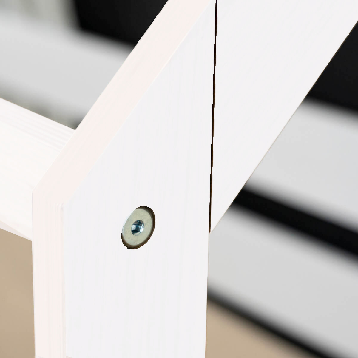 Lit bas cabane KASVA hêtre laqué blanc chêne huilé