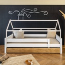 Lit bas cabane KASVA hêtre laqué blanc chêne huilé