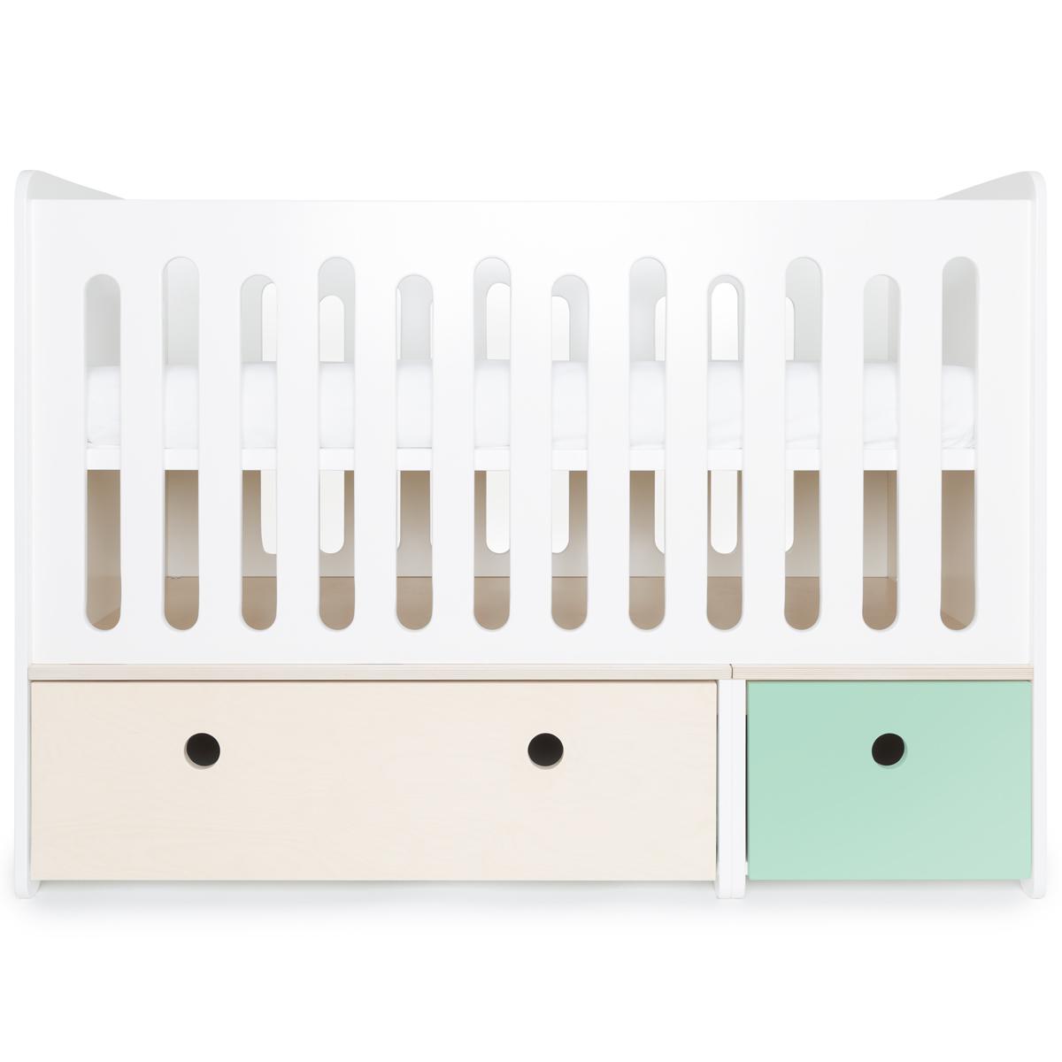 Lit bébé évolutif 70x140cm COLORFLEX Abitare Kids white wash-mint