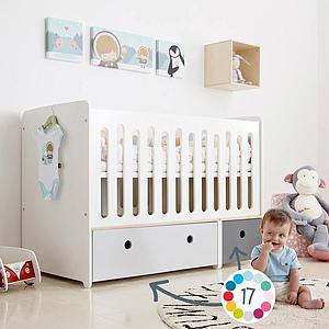 Lit bébé évolutif 70x140cm COLORFLEX lime-warm grey