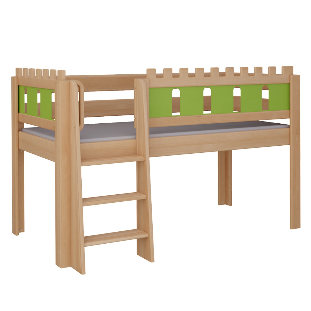 Lit Château mi-hauteur échelle DELUXE de Breuyn naturel-vert