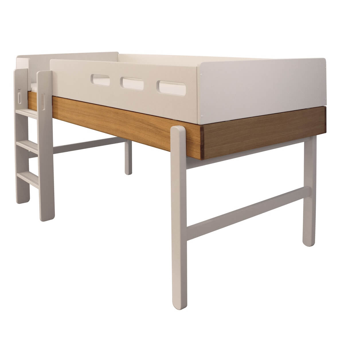 Lit évolutif mi hauteur 90x200cm échelle-droite POPSICLE Flexa chêne-cream