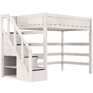 Lit mezzanine 120x200x177cm escalier DELUXE Lifetime whitewash