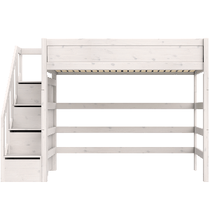 Lit mezzanine 120x200x177cm escalier PREMIUM Lifetime whitewash