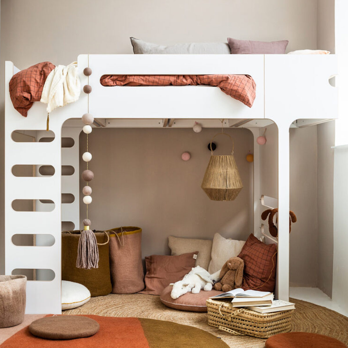 Lit mezzanine 90x200cm F Rafa Kids blanc laminé
