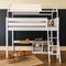 Lit mezzanine cabane KASVA hêtre laqué blanc textile de toit