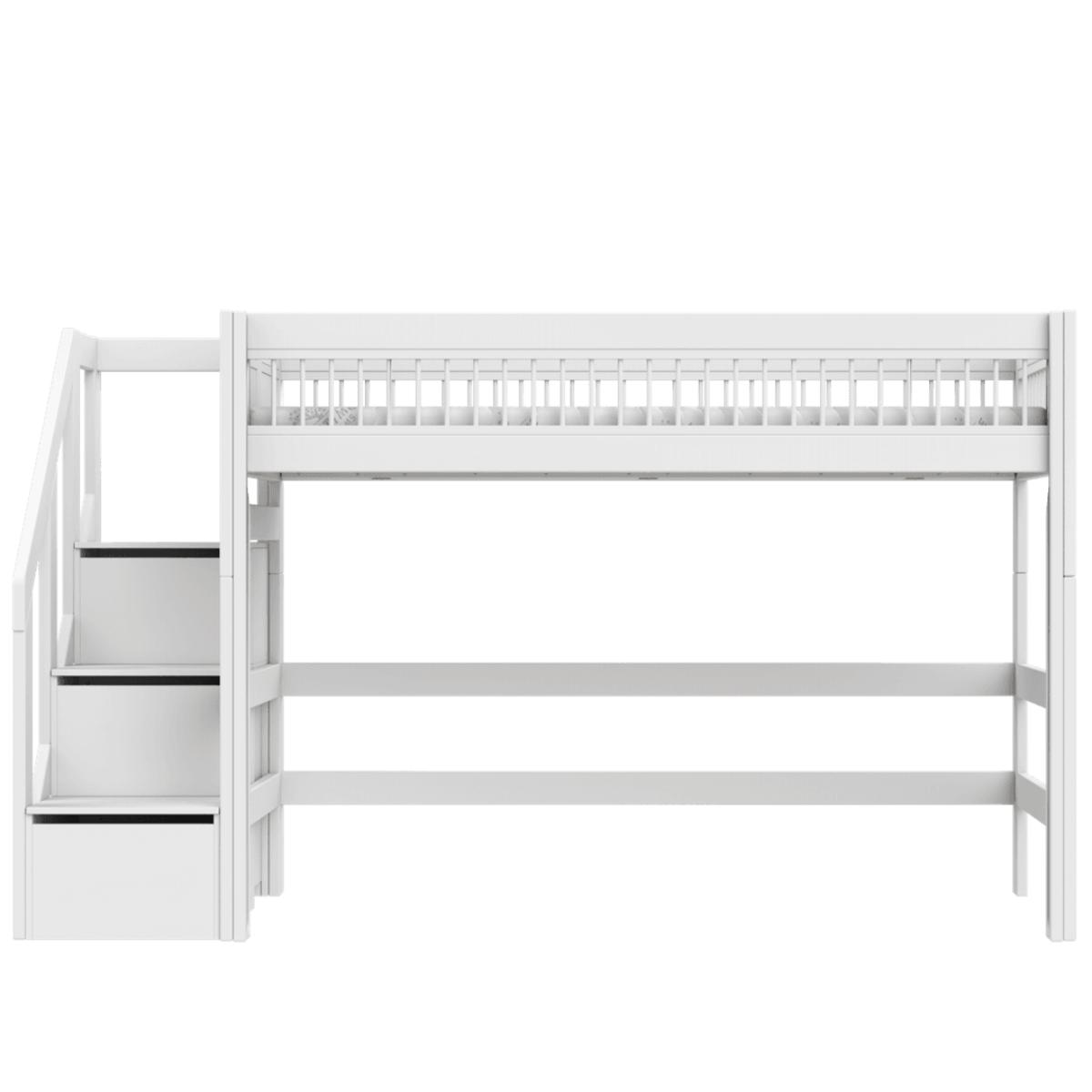 Lit mezzanine escalier 90x200cm BREEZE DELUXE Lifetime blanc