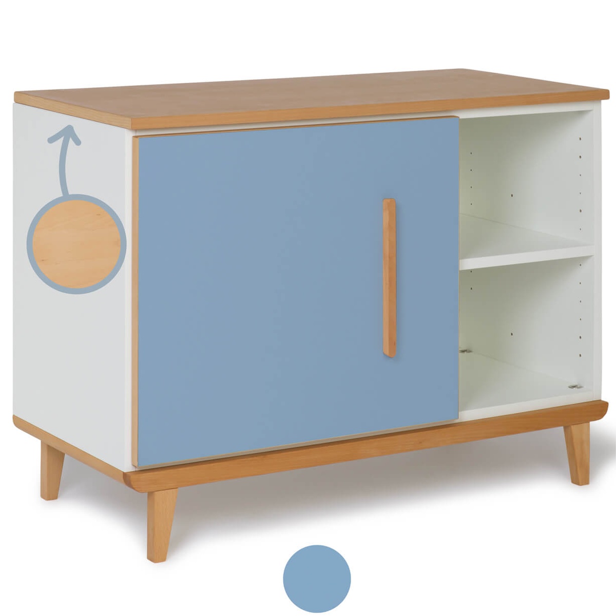Little furniture 1 door 2 niches NADO Retro beech capri blue
