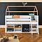 Loft bed roof half-height KASVA solid beech white varnished oak veneer-oiled