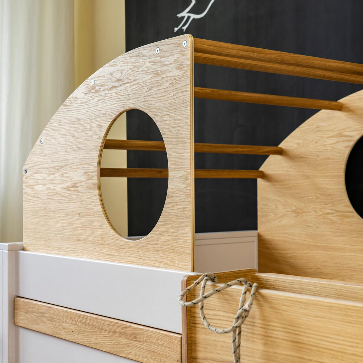 Lounger low-cabinet oak KASVA solid beech white varnished