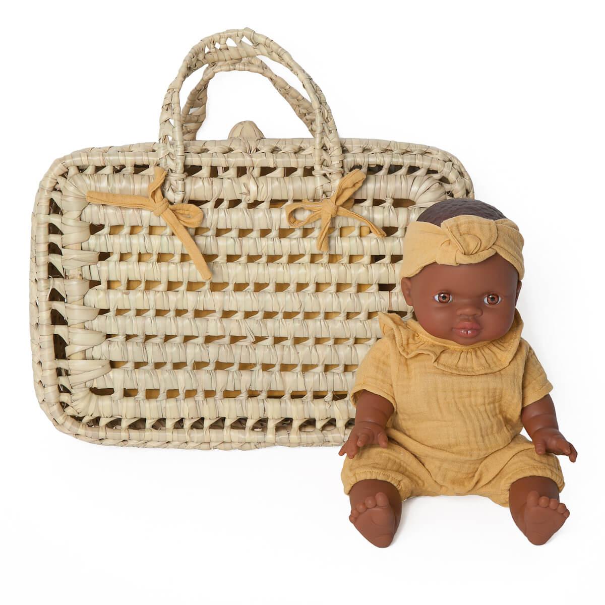 Maleta mimbre muñeca BOBBLE mostaza