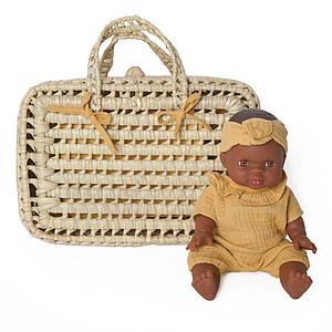 Maleta mimbre muñeca BOBBLE mostaza