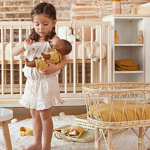 Maleta mimbre muñeca BOBBLE mostaza