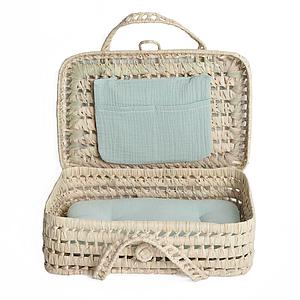Maleta mimbre muñeca BOBBLE verde