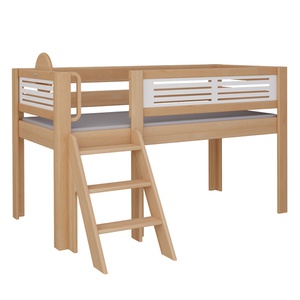 Mid-sleeper bed Tatü angled ladder DELUXE de Breuyn natural-whitened