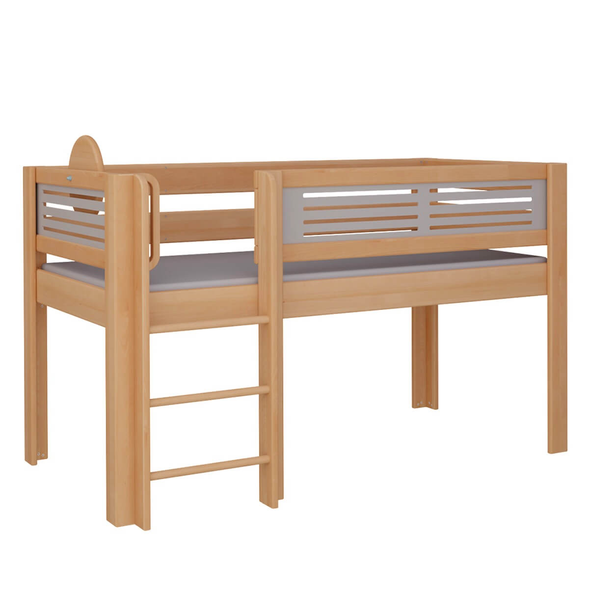 Mid-sleeper bed Tatü straight ladder DELUXE de Breuyn natural-grey