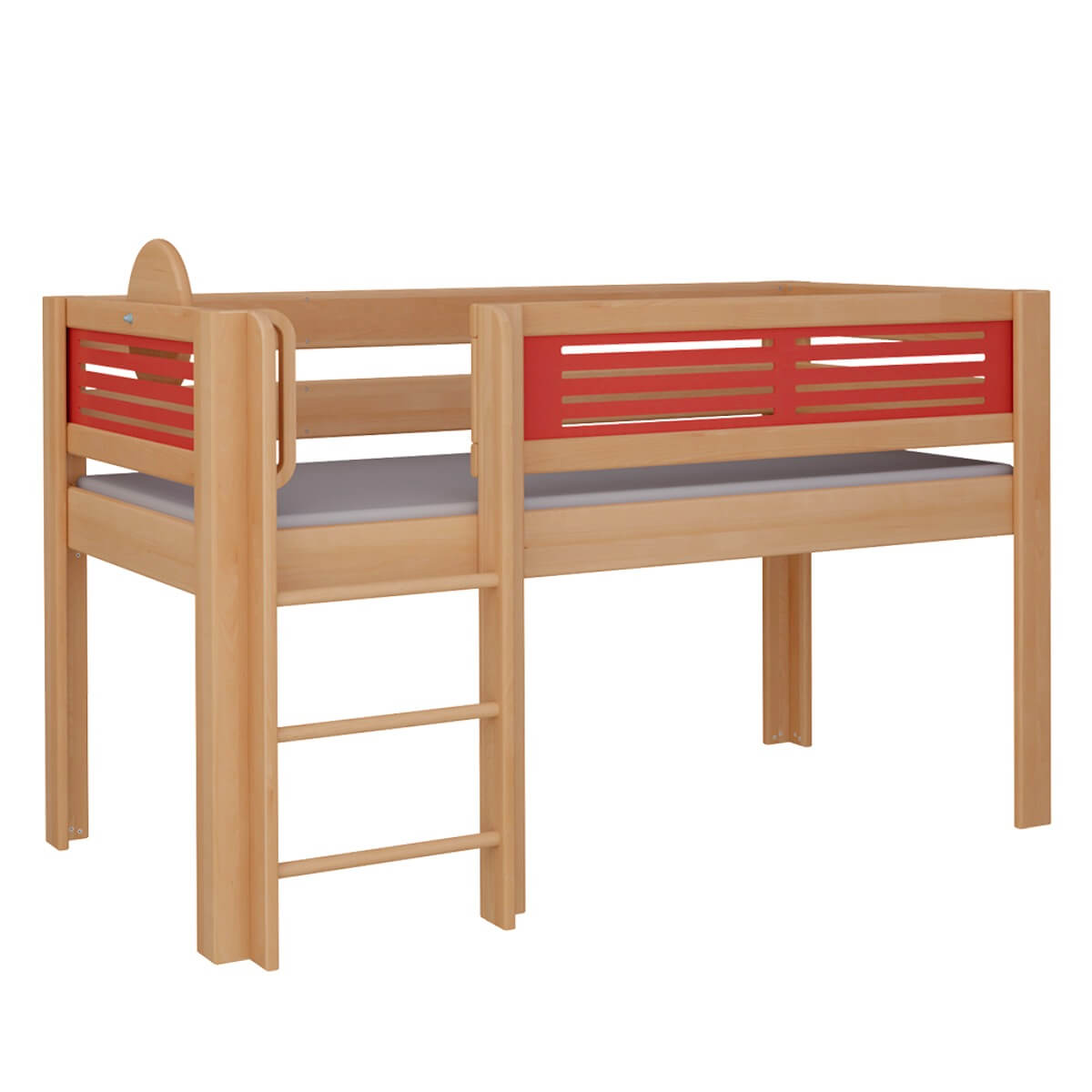 Mid-sleeper bed Tatü straight ladder DELUXE de Breuyn natural-red