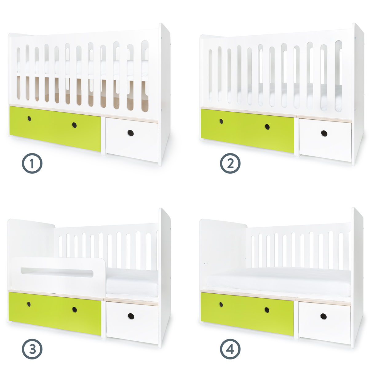 Modular Baby bed 70x140cm COLORFLEX lime-white 