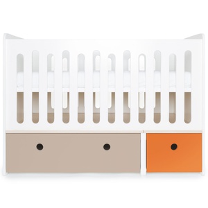 Modular Baby bed 70x140cm COLORFLEX warm grey-pure orange