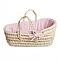 Moses-korb für Puppe aus Palmblatt BOBBLE rosa