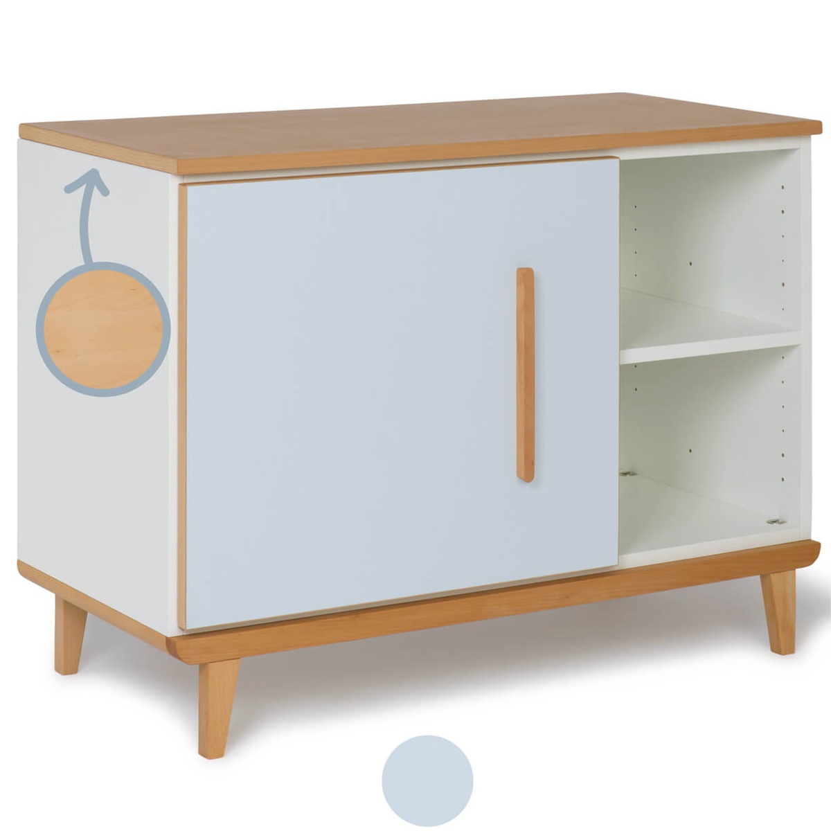 Mueble pequeño 1 puerta 2 huecos NADO Retro acabado haya sky blue