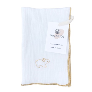 Mulltuch RABBITS bestickt gelb 70x70cm