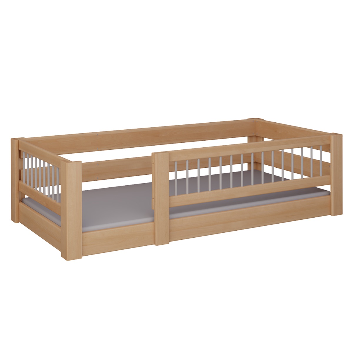 Niedriges Kubu-Spielbett DELUXE de Breuyn natürlich-grau