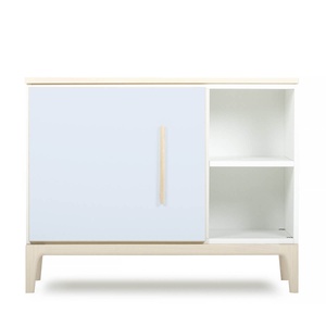Petit meuble 1 porte 2 niches NADO Curve finition frêne sky blue