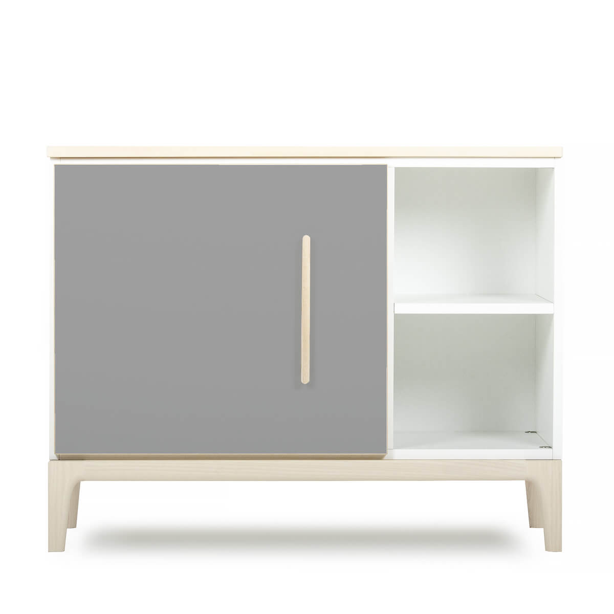 Petit meuble 1 porte 2 niches NADO Curve finition frêne slate grey