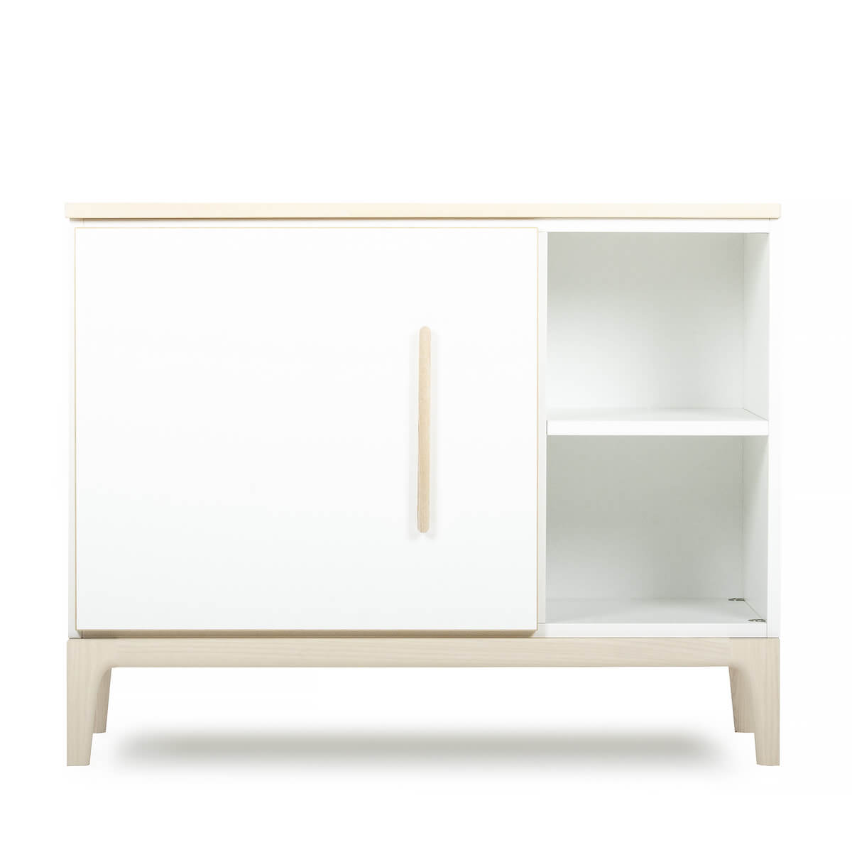 Petit meuble 1 porte 2 niches NADO Curve finition frêne white