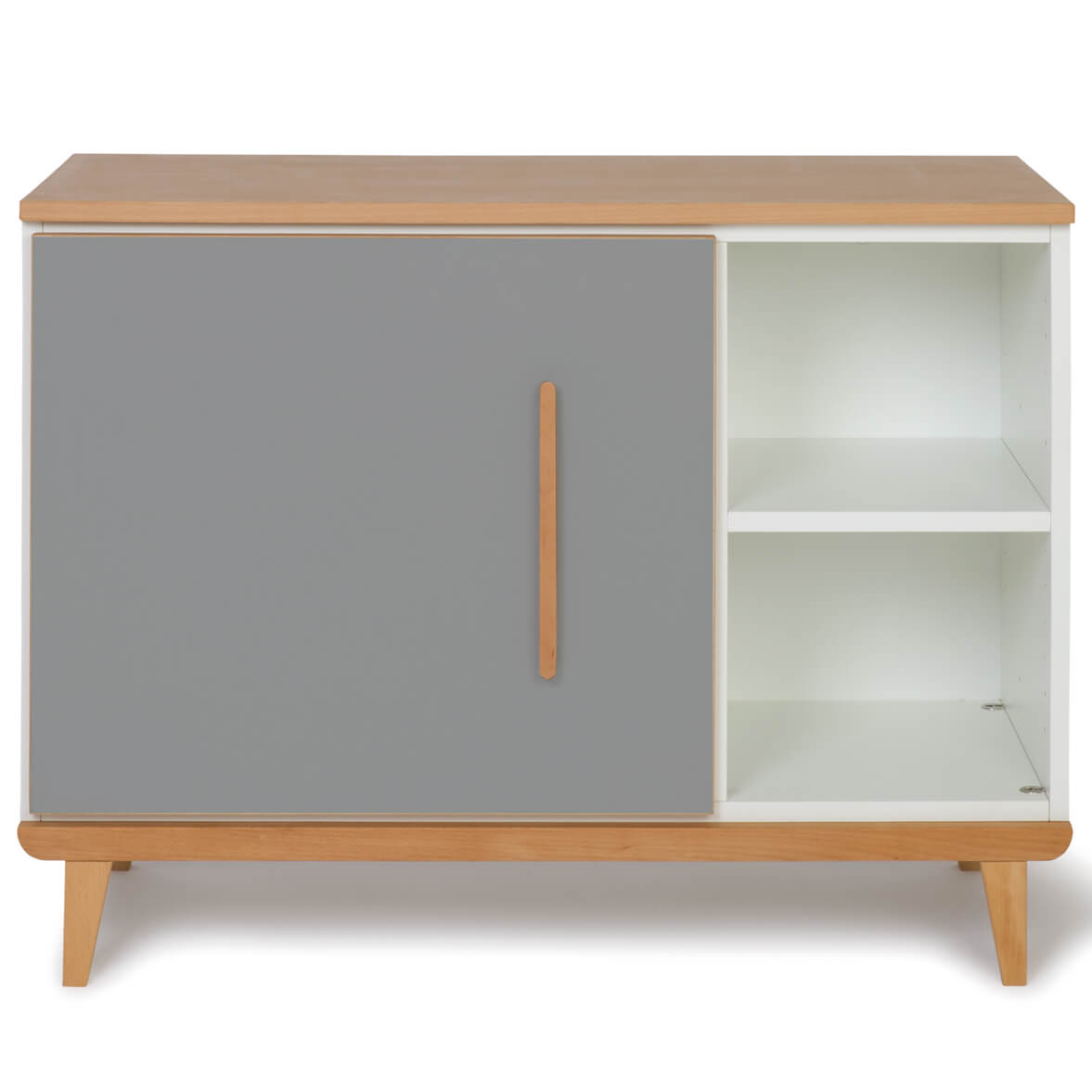 Petit meuble 1 porte 2 niches NADO Retro finition hêtre slate grey