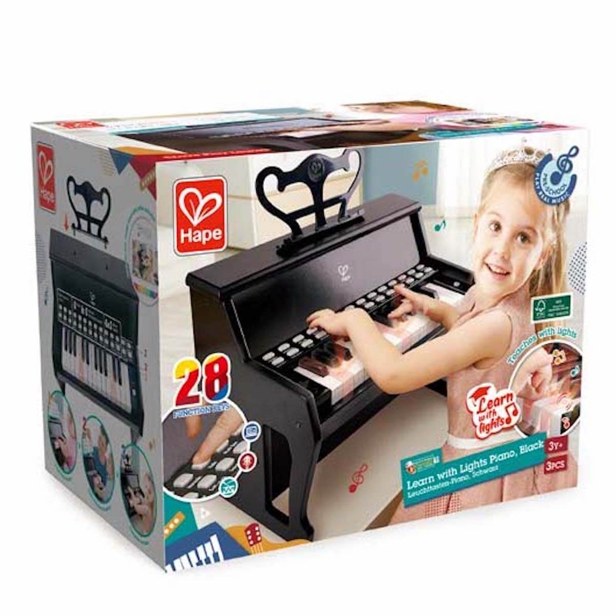 Piano luminoso LEARN WITH LIGHTS Hape negro